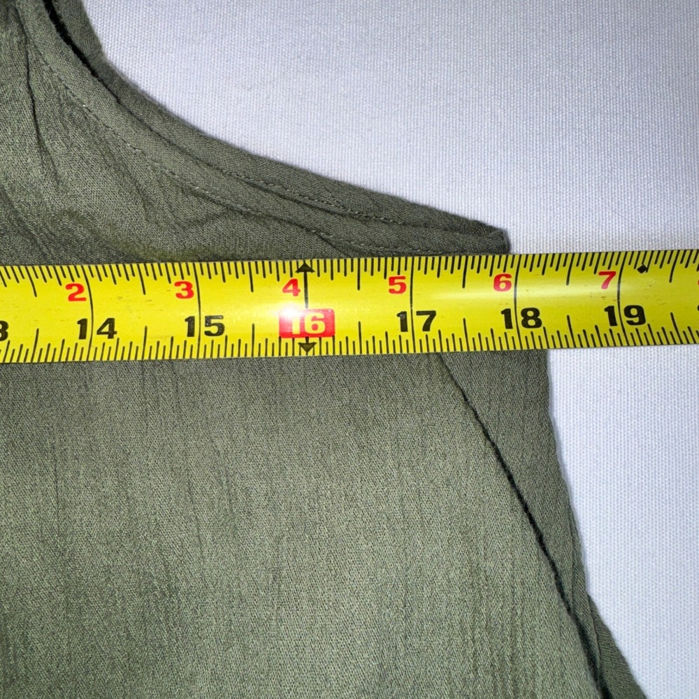 Aerie Olive Green Popover Romper Crochet Lace Trim Tie Straps Medium - Picture 6 of 12